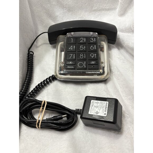 Vintage CONAIR SW550 Designer Blue Neon Clear Telephone Land Line Black Phone - Picture 1 of 9